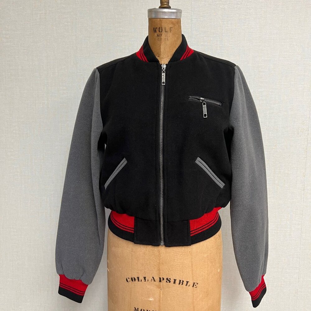 NWT deadstock 2000s Varsity Ashley Red Black Gray Jacket Coat Small